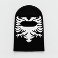 Black Shqiponja balaclava with white Albanian double-headed eagle — front view